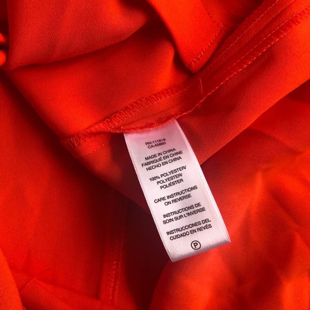AS IS Michael Kors Bright Orange Shirt Dress, sz 0 - Picture 9 of 11